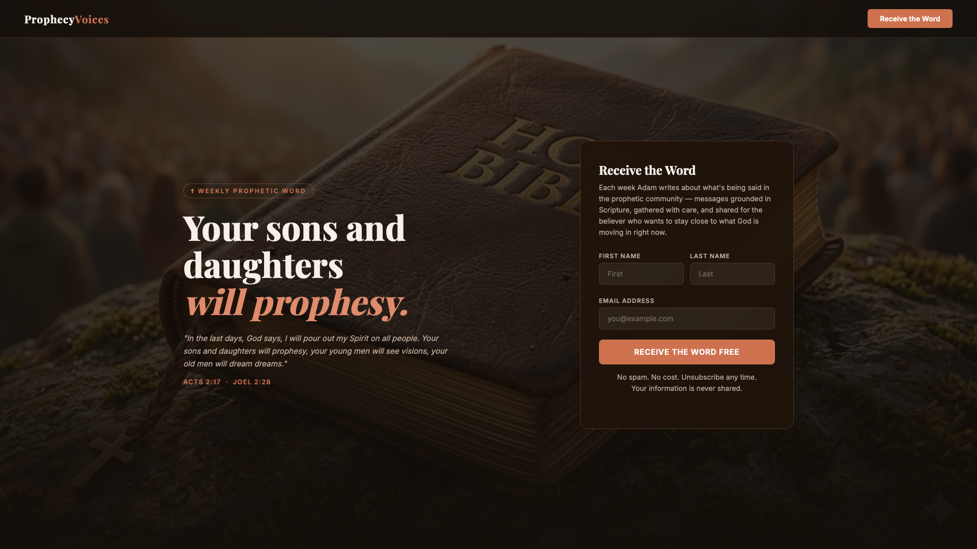 Prophecy Voices — live site preview
